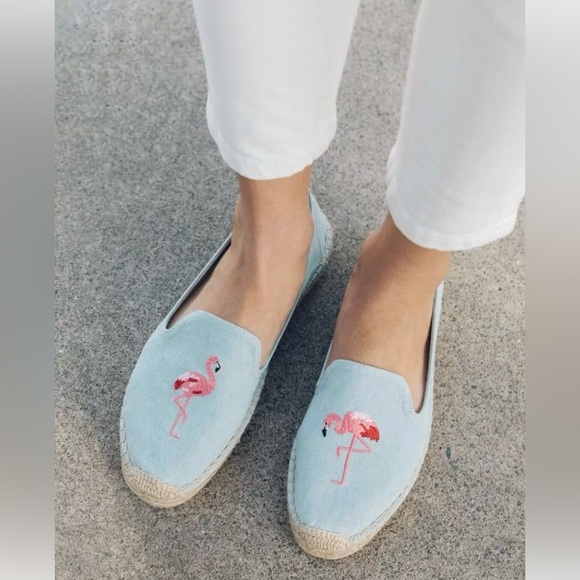 NWOT SOLUDOS Chambry Flamingo Espadrilles Shoes Sz 6 Light Blue - Picture 4 of 13